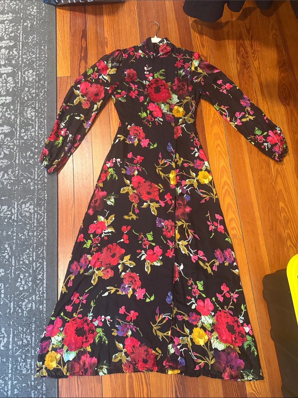 Lulus Black Floral Burnout Backless Maxi Dress